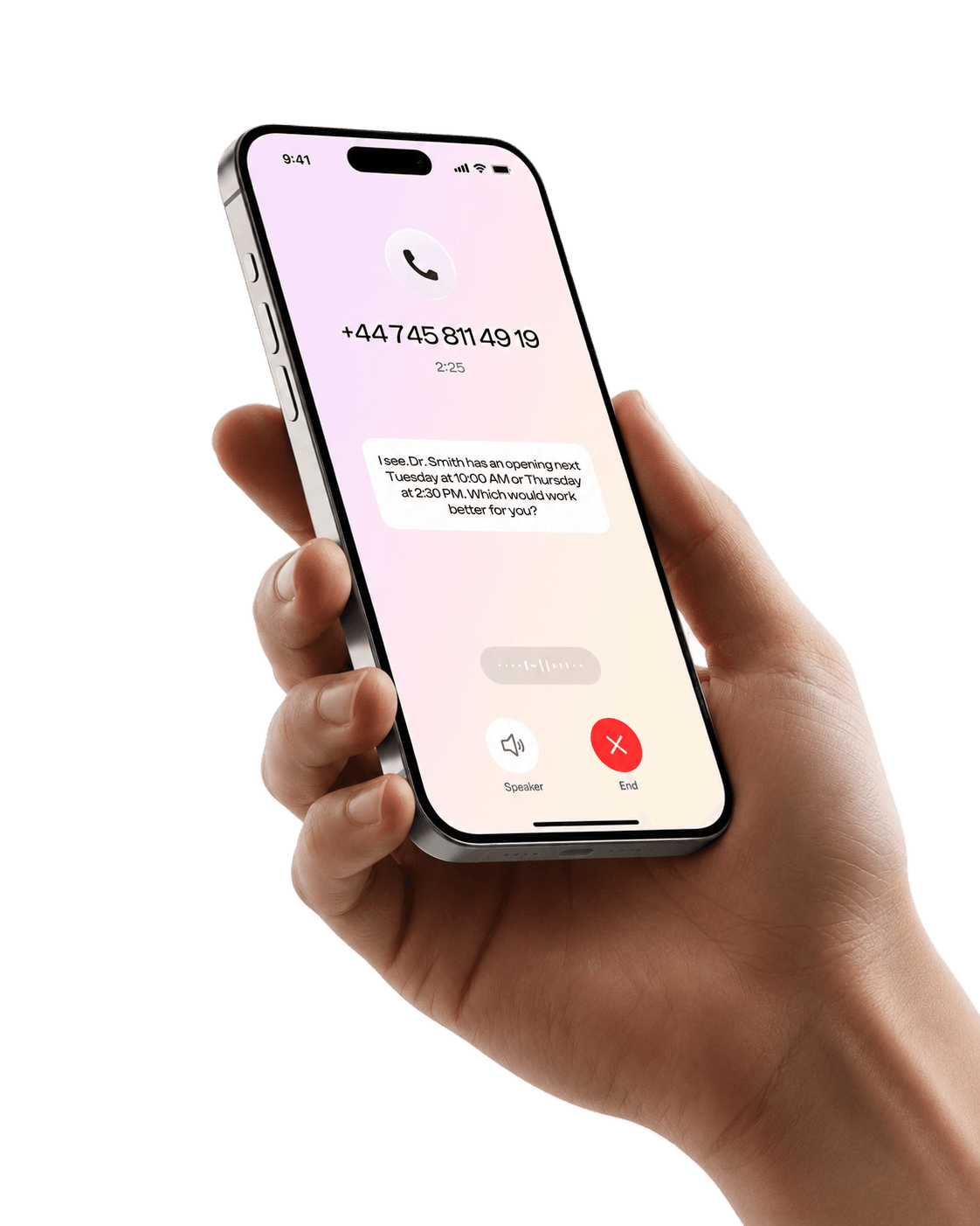 LuxeBot AI voice experience on mobile